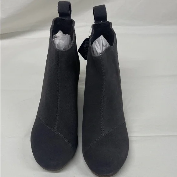 TOMS Charcoal Suede Wedge Booties - Picture 3 of 12